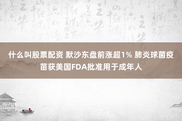 什么叫股票配资 默沙东盘前涨超1% 肺炎球菌疫苗获美国FDA批准用于成年人